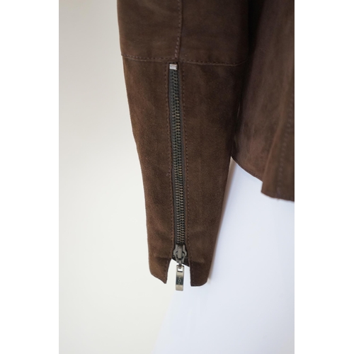 1035 - A Ralph Lauren, Polo Collection brown suede jacket, with zip front and sleeve detail, side slit pock... 