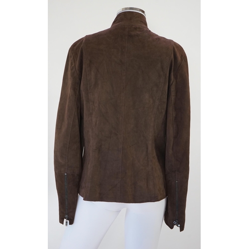 1035 - A Ralph Lauren, Polo Collection brown suede jacket, with zip front and sleeve detail, side slit pock... 