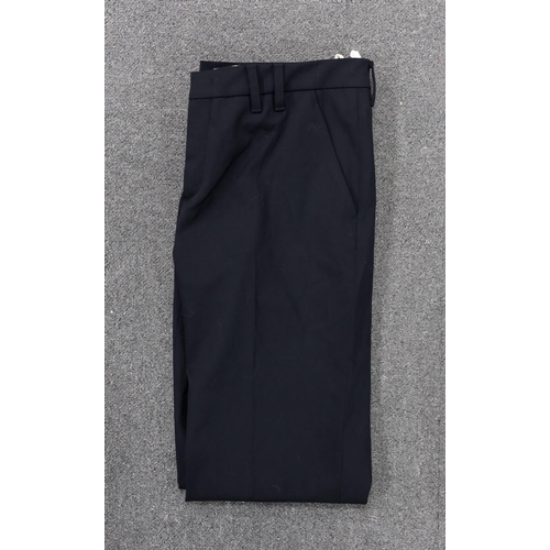 1037 - A Prada black A line wool skirt with silver embellishment on the pockets, a blue cotton canvas short... 