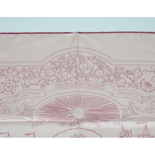 1039 - A Hermès Cavalcade de Mai printed light pink silk scarf, 90cm x 90cm