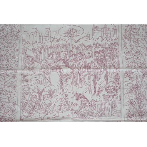 1039 - A Hermès Cavalcade de Mai printed light pink silk scarf, 90cm x 90cm