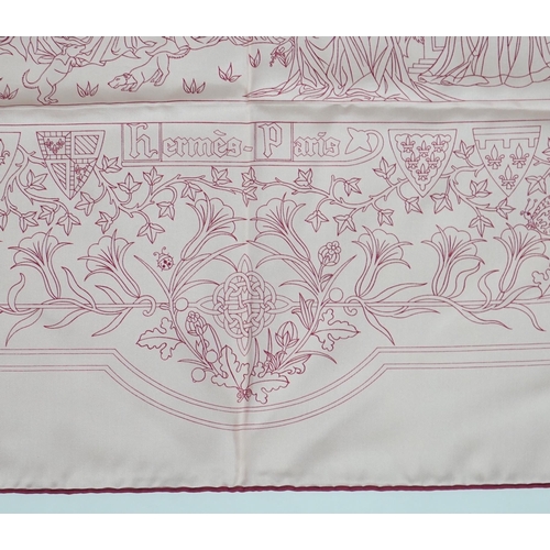 1039 - A Hermès Cavalcade de Mai printed light pink silk scarf, 90cm x 90cm