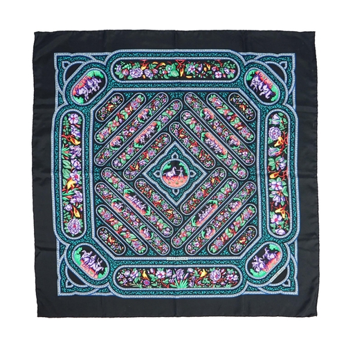 1048 - A Hermès silk scarf - Qalamdan by Catherine Baschet, c.1990, with bag and box, 90cm x 90cm