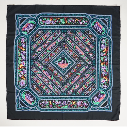 1048 - A Hermès silk scarf - Qalamdan by Catherine Baschet, c.1990, with bag and box, 90cm x 90cm