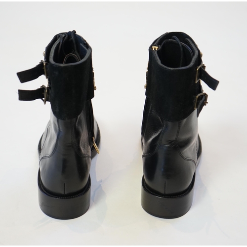 1060 - A pair of René Caovilla embellished unworn black leather biker boots, size EU 40