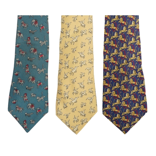 1078 - Three Hermès gentlemen's assorted patterned silk ties