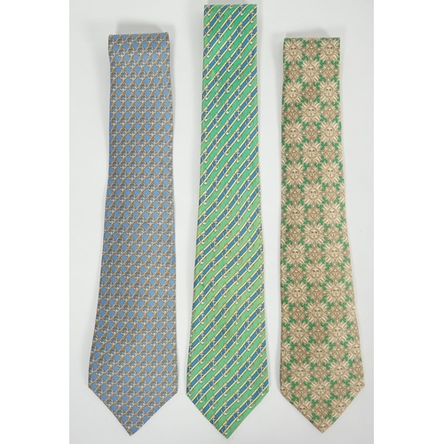 1080 - Three Hermès gentlemen's assorted patterned silk ties