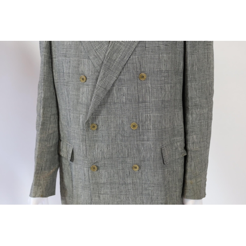 1085 - A Saint Laurent rive gauche gentlemen's Prince of Wales check double breasted linen suit, approx siz... 