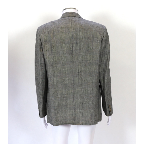 1085 - A Saint Laurent rive gauche gentlemen's Prince of Wales check double breasted linen suit, approx siz... 