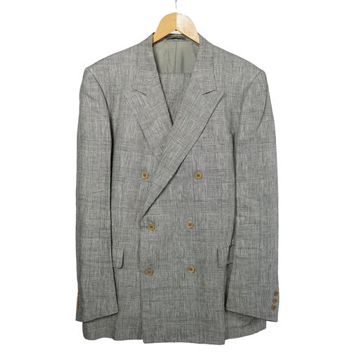 1085 - A Saint Laurent rive gauche gentlemen's Prince of Wales check double breasted linen suit, approx siz... 