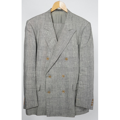 1085 - A Saint Laurent rive gauche gentlemen's Prince of Wales check double breasted linen suit, approx siz... 