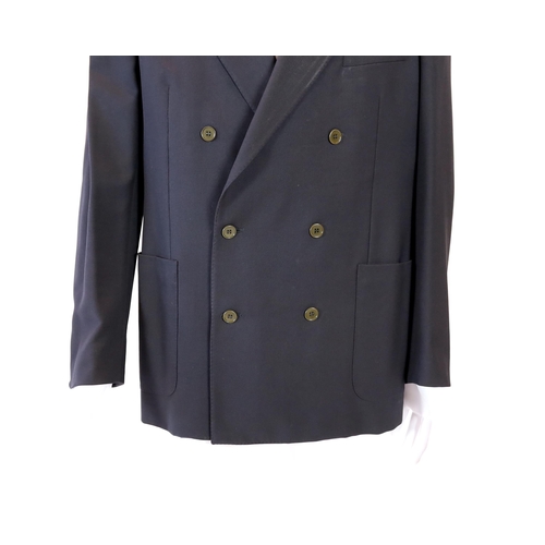 1086 - A Saint Laurent rive gauche gentlemen's navy blue double breasted blazer, approx size 42"... 