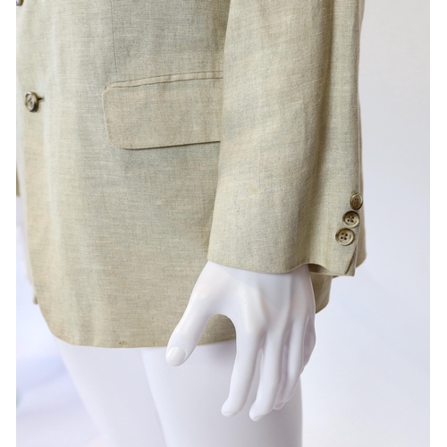 1088 - A Paul Smith gentlemen's beige linen single breasted suit, approx size 42" jacket. 36" tro... 