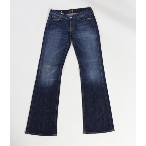 1098 - Three pairs of 7 All Mankind lady's jeans two pairs of washed out blue denim and one grey/black wash... 