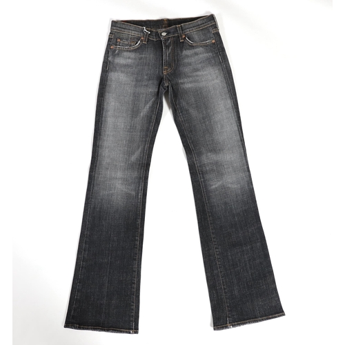 1098 - Three pairs of 7 All Mankind lady's jeans two pairs of washed out blue denim and one grey/black wash... 