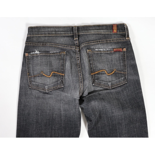 1098 - Three pairs of 7 All Mankind lady's jeans two pairs of washed out blue denim and one grey/black wash... 