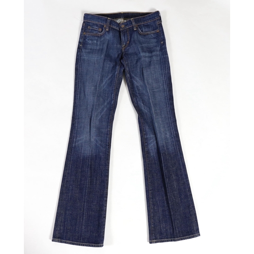 1098 - Three pairs of 7 All Mankind lady's jeans two pairs of washed out blue denim and one grey/black wash... 