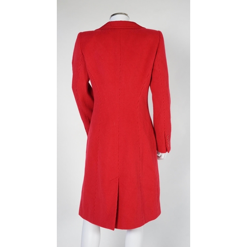 1108 - A lady's Armani Collezioni red coat, 65% Angora 35% wool, size 44