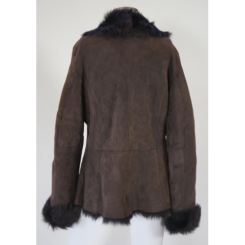 1111 - A lady's L K Bennett brown shearling jacket, size Large