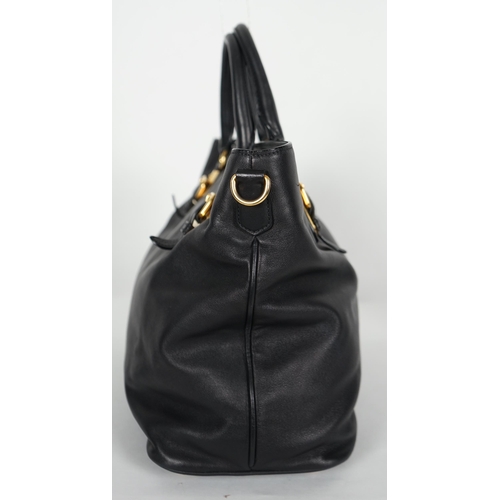 1118 - A Prada Vitello black leather bag with detachable strap, gilt metalware with dust bag, width 40cm, m... 