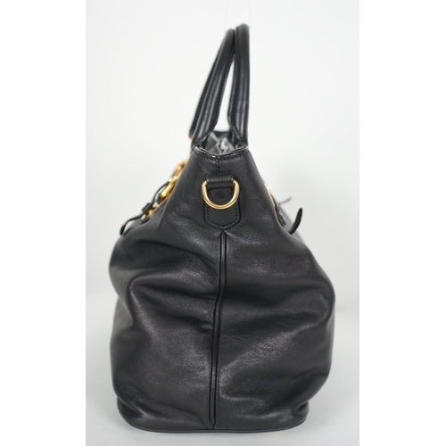 1118 - A Prada Vitello black leather bag with detachable strap, gilt metalware with dust bag, width 40cm, m... 