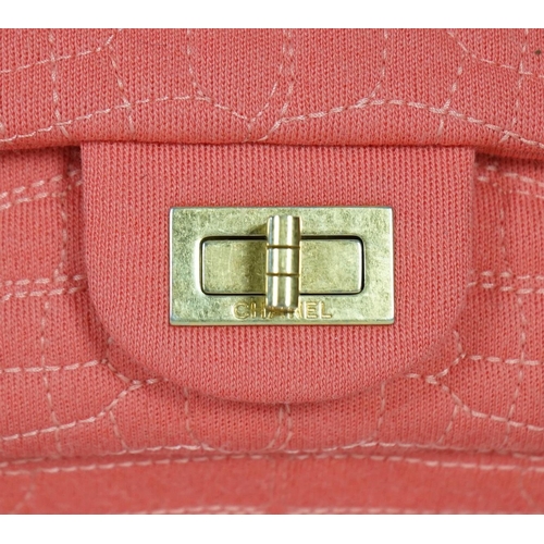 1131 - A Chanel coral jersey Croc Reissue 2.55 Classic Flap bag, signature quilted coral jersey canvas, bru... 