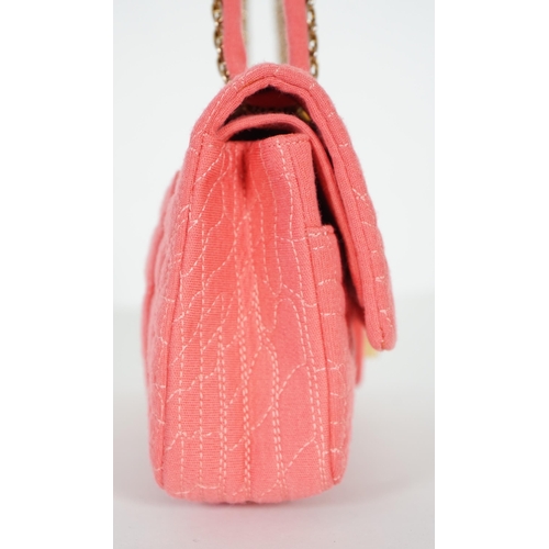 1131 - A Chanel coral jersey Croc Reissue 2.55 Classic Flap bag, signature quilted coral jersey canvas, bru... 