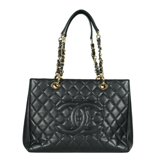 1132 - ** ** A Chanel vintage black quilted Caviar Timeless Grand Shopping Tote, gold hardware, 2013. Authe... 