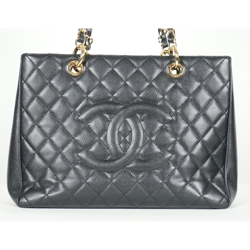 1132 - ** ** A Chanel vintage black quilted Caviar Timeless Grand Shopping Tote, gold hardware, 2013. Authe... 