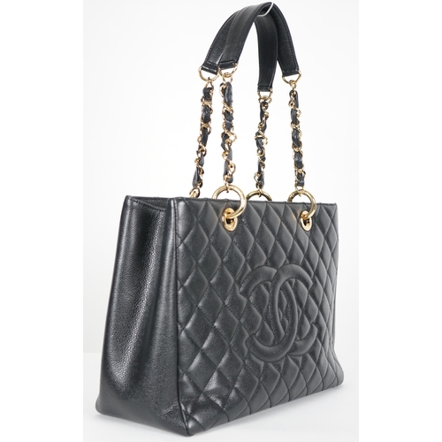 1132 - ** ** A Chanel vintage black quilted Caviar Timeless Grand Shopping Tote, gold hardware, 2013. Authe... 