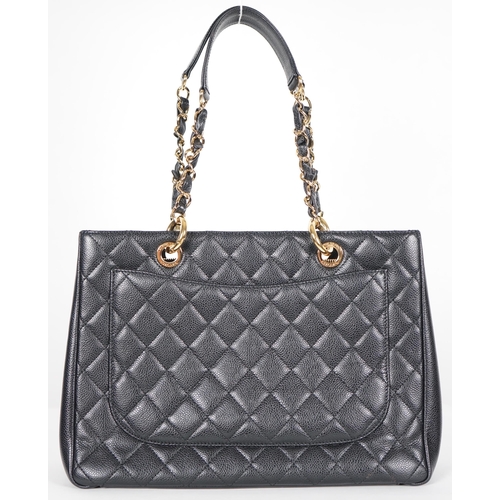 1132 - ** ** A Chanel vintage black quilted Caviar Timeless Grand Shopping Tote, gold hardware, 2013. Authe... 