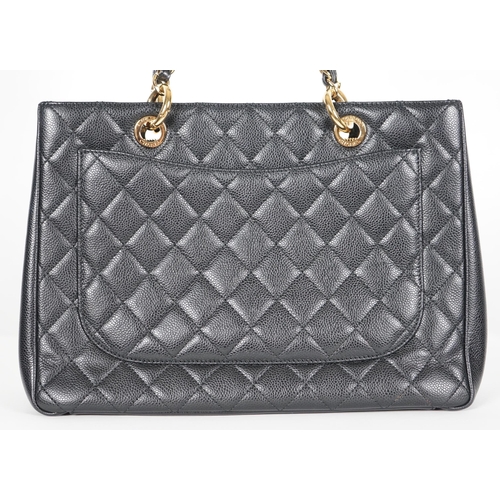 1132 - ** ** A Chanel vintage black quilted Caviar Timeless Grand Shopping Tote, gold hardware, 2013. Authe... 