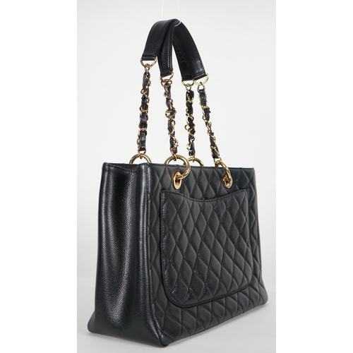 1132 - ** ** A Chanel vintage black quilted Caviar Timeless Grand Shopping Tote, gold hardware, 2013. Authe... 