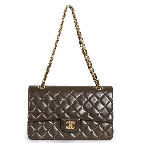 1135 - A Chanel brown quilted lambskin medium Classic Double Flap bag, double flap purse in a stunning choc... 