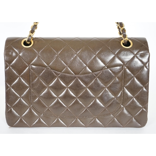 1135 - A Chanel brown quilted lambskin medium Classic Double Flap bag, double flap purse in a stunning choc... 