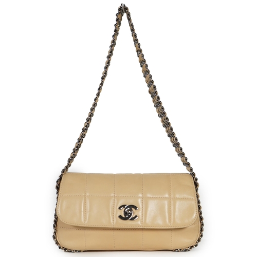 1138 - A Chanel square quilt multi chain Classic Flap shoulder bag, in a light caramel colour with gun-meta... 