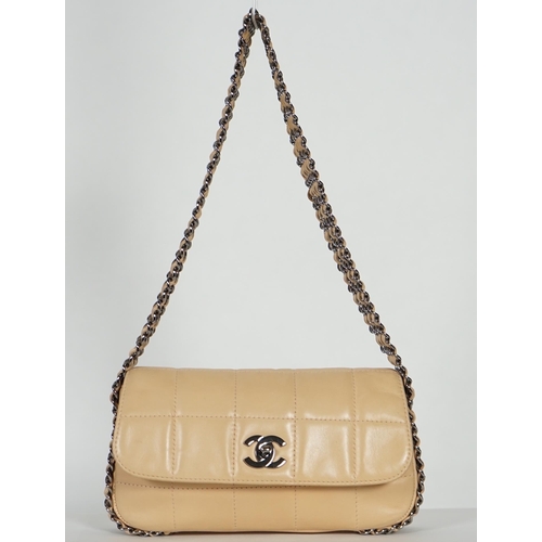 1138 - A Chanel square quilt multi chain Classic Flap shoulder bag, in a light caramel colour with gun-meta... 