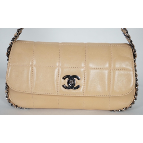 1138 - A Chanel square quilt multi chain Classic Flap shoulder bag, in a light caramel colour with gun-meta... 