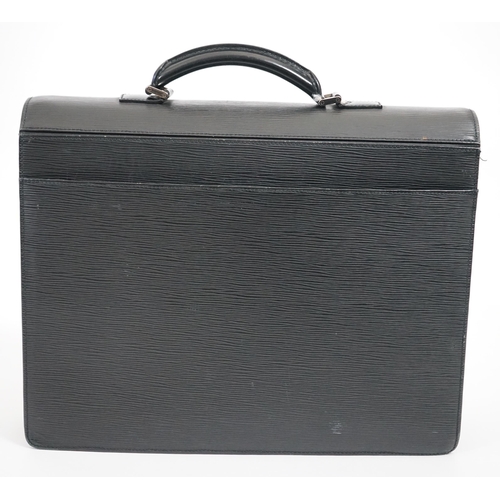 1144 - A Louis Vuitton Robusto briefcase in black taiga leather, hardware in silver metal, simple handle le... 