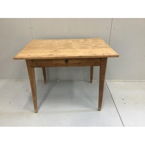 1183 - A French pine side table with frieze drawer, width 105cm, depth 79cm, height 76cm