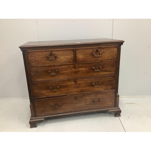 1197 - A George III mahogany chest of two short and three long drawers, with fluted pilaster sides, width 1... 