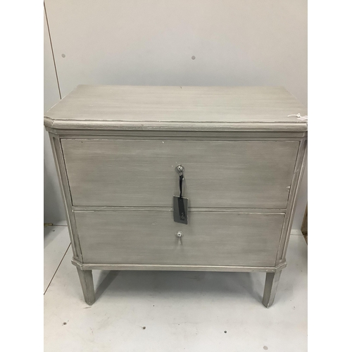 1198 - An Oka two drawer rocca chest painted in flannel grey, width 82cm