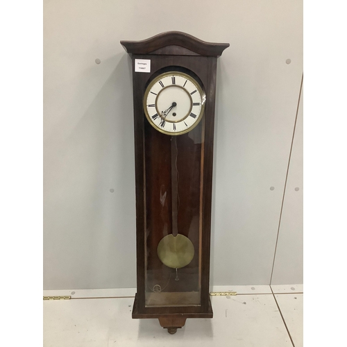 1227 - A late 19th century simulated rosewood cased Vienna regulator wall clock, height 98cm