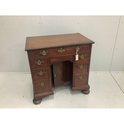 1240 - A George III mahogany kneehole desk, width 78cm