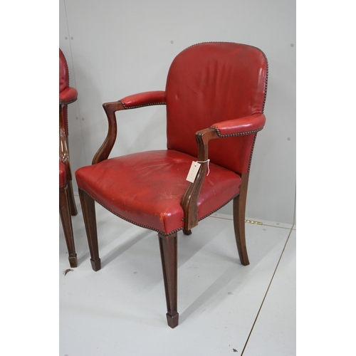 1257 - A pair of early 20th century elbow chairs, width 63cm, depth 52cm, height 94cm