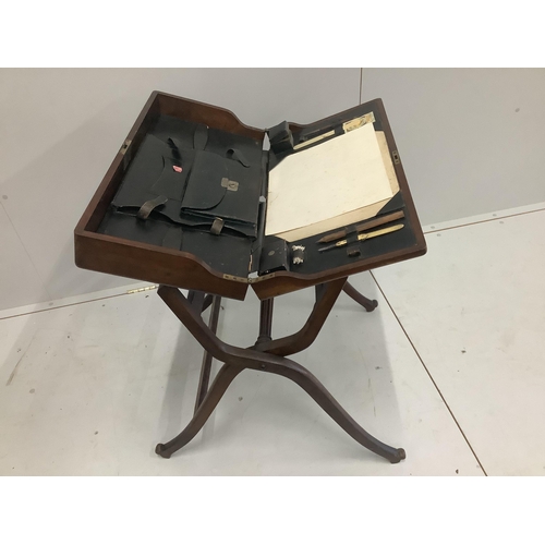 1267 - A late Victorian mahogany travelling artist's / draughtman's table with fitted leather lined interio... 