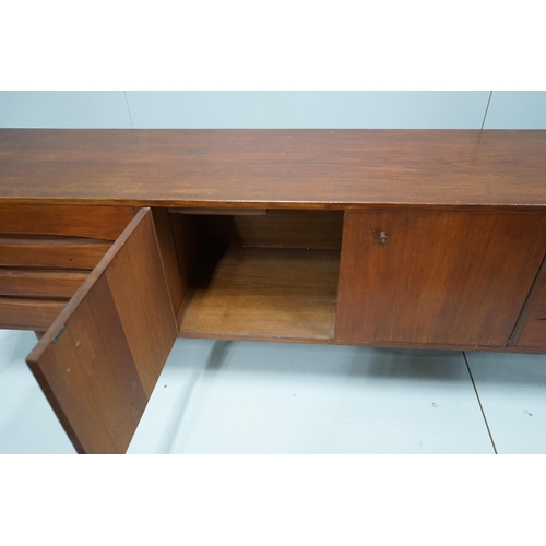 1277 - In the manner of Arne Vodder, a mid century teak sideboard width 221cm, depth 45cm, height 73cm.... 