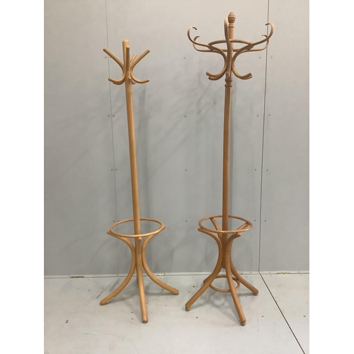 1281 - Two beech contemporary hat and stick stands