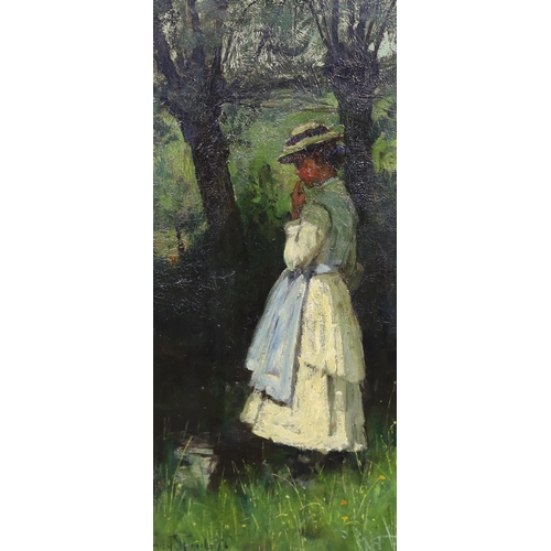 1773 - * * John Robertson Reid (Scottish 1851-1926), oil on canvas, Girl wearing a bonnet, in the shade of ... 