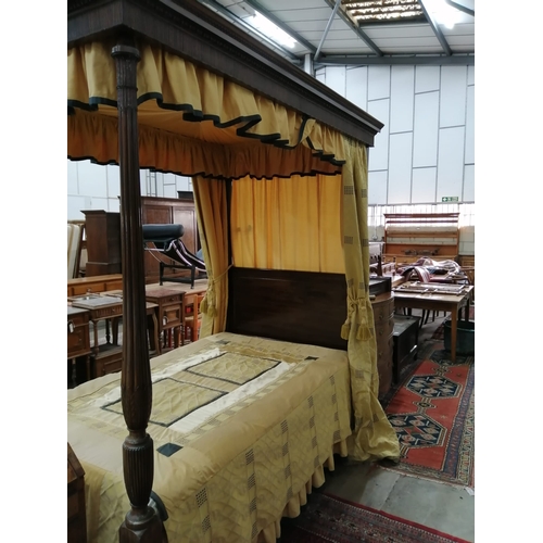 1250 - A Heals mahogany four-poster bed in the Adam style, length 222cm, width 144cm